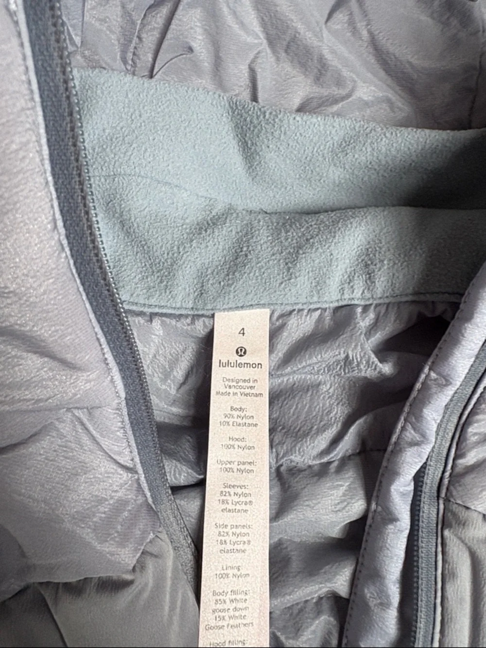 Lululemon Down For It All Jacket Full Zip Hood Size 4